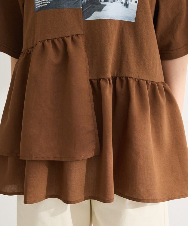 Green Parks アソート柄ドッキングプルオーバー Brown