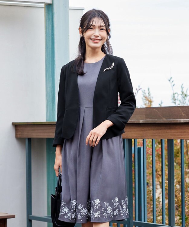 Tiaclasse L 【ダブルクロス・洗える】カラーレスジャケット ブラック