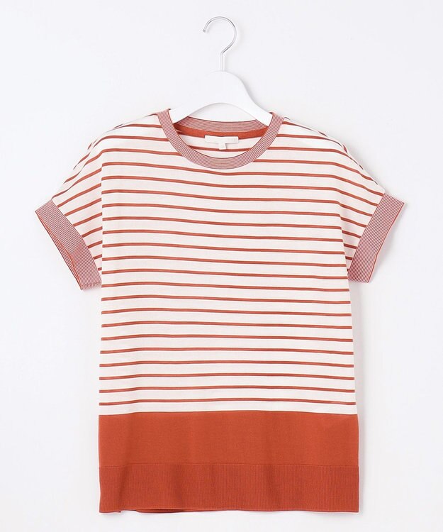 自由区 L 【WEB限定・洗える】ニットソーボーダー トップス キャロット×オフ