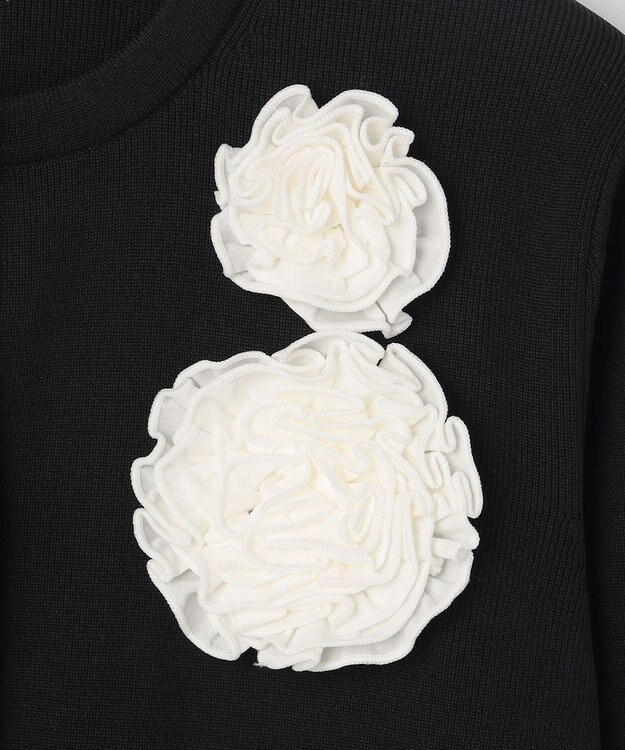 組曲 S 【組曲×setsuko sagittaire】ボンボンフラワーニット カーディガン ブラック系