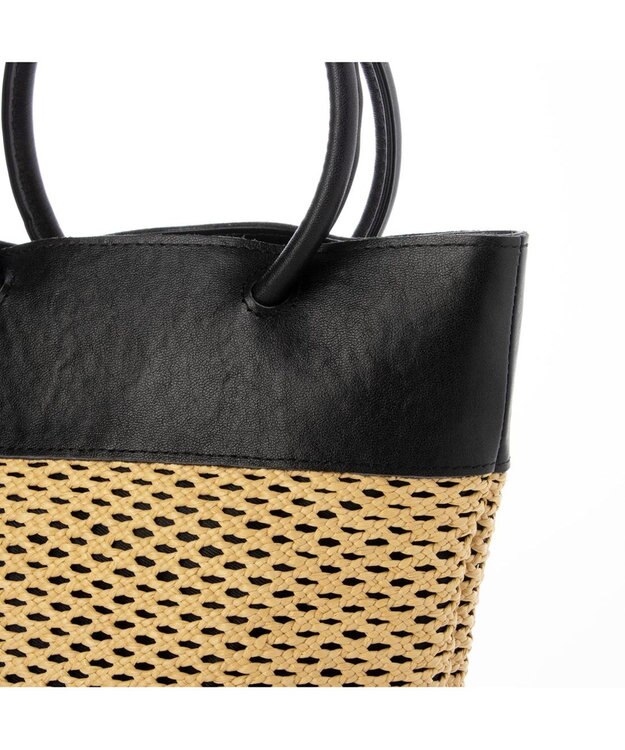 UNBILLION ペルケ perche / エステルメッシュ・牛革丸手2wayバケツバッグ ブラック