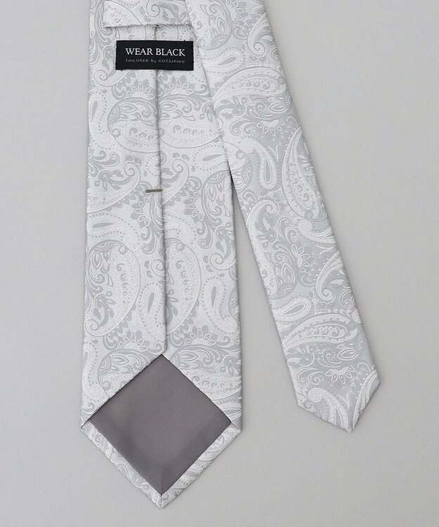 GOTAIRIKU 【WEAR BLACK】フォーマル用_ペイズリー ネクタイ ライトグレー系8