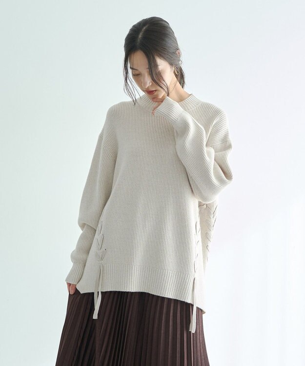 YECCA VECCA レースアップニット Gray Mixture