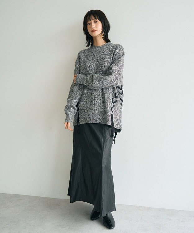 YECCA VECCA レースアップニット Gray Mixture