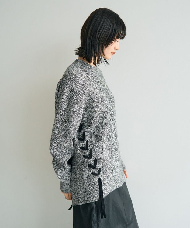 YECCA VECCA レースアップニット Gray Mixture
