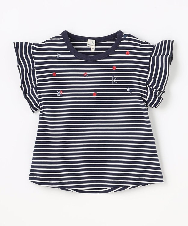 組曲 KIDS 【80-100㎝】 フルーティーボーダーTシャツ ネイビー