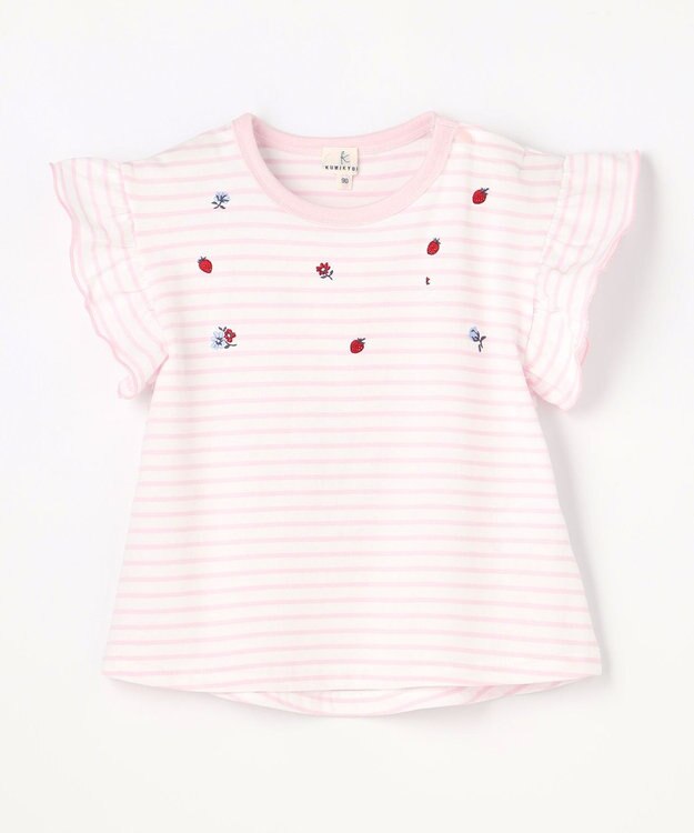 組曲 KIDS 【80-100㎝】 フルーティーボーダーTシャツ ピンク