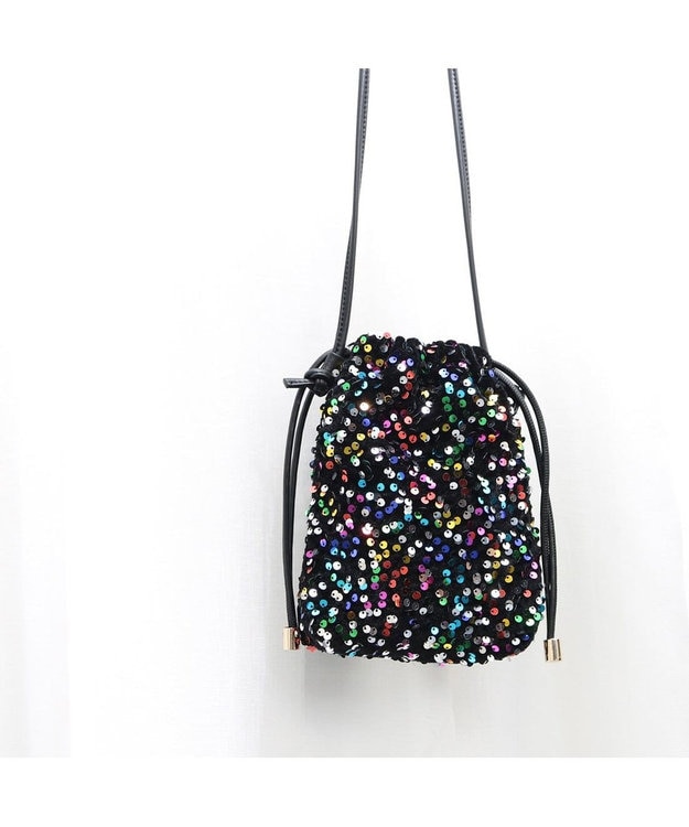 UNBILLION カシュカシュ cachecache / スパンコール巾着ミニショルダーバッグ ミックス