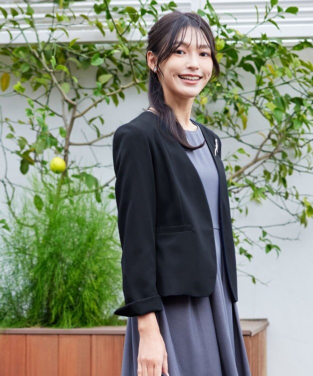 Tiaclasse L 【ダブルクロス・洗える】カラーレスジャケット ブラック