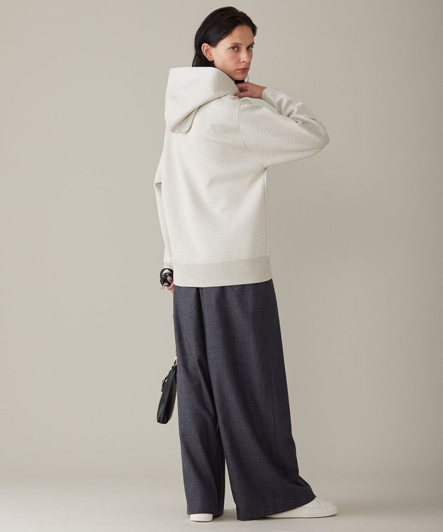 自由区 L 【洗える】シャイニースムースニット パーカー アイボリー系