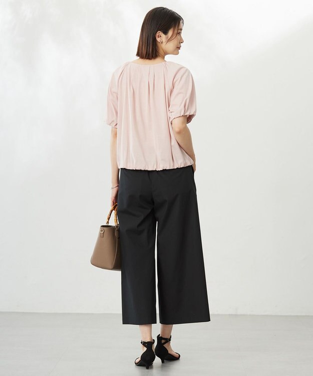 J.PRESS LADIES S 【洗える】ソフトシャンブレー クロップド パンツ ブラック系