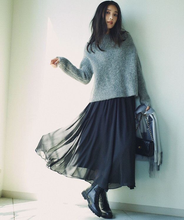 23区 ブラッシュドアルパカブレンド ニット ライトグレー系