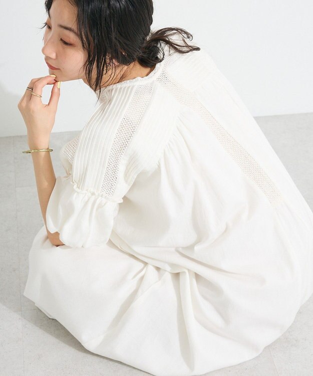 CRAFT STANDARD BOUTIQUE クロッシェレースピンタックワンピース White