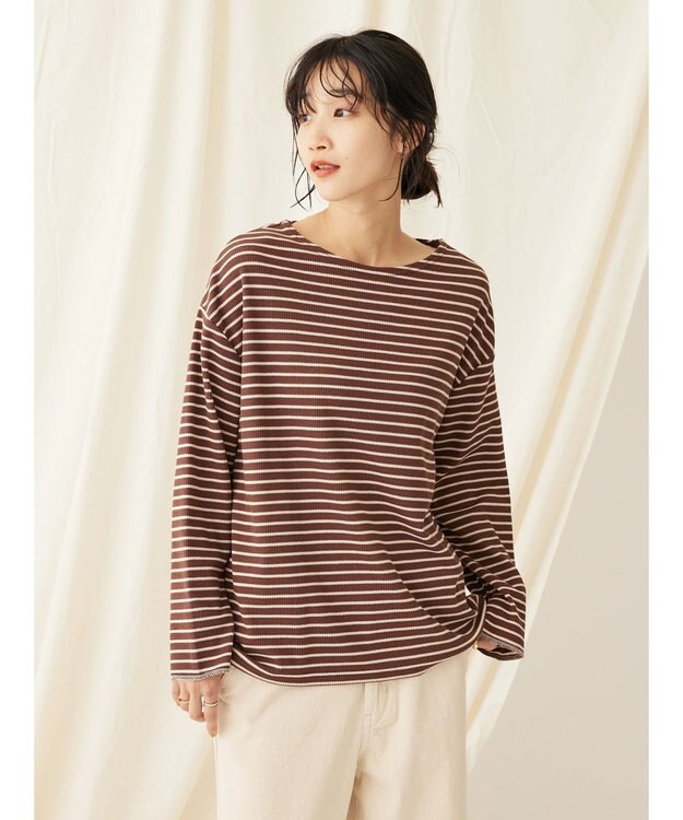 CRAFT STANDARD BOUTIQUE ボーダーワッフルプルオーバー Brown