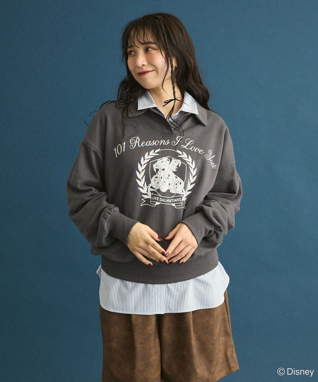 Green Parks １０１匹わんちゃん／ポロ衿裏毛スウェット Charcoal Gray