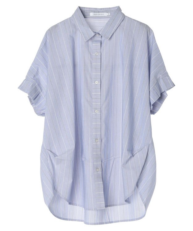 AMERICAN HOLIC ＵＶカット袖タックフレンチスリーブシャツ Stripe Navy