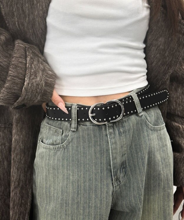 WEGO Lダブルリングスタッズベルト ブラック