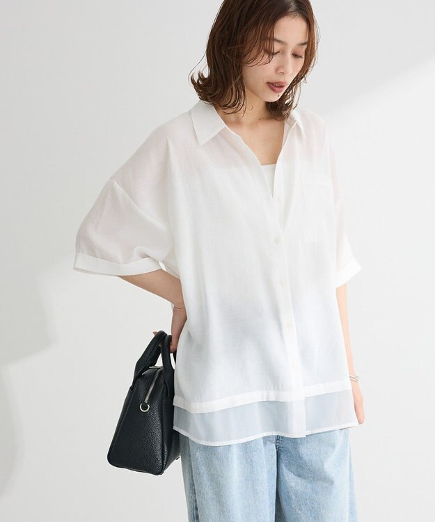 Green Parks 裾レイヤードショートスリーブシャツ Off White