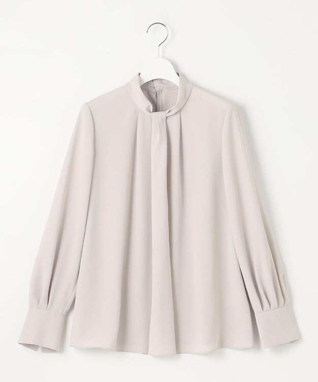 自由区 【洗える】ライトサテン ブラウス ライトグレー系