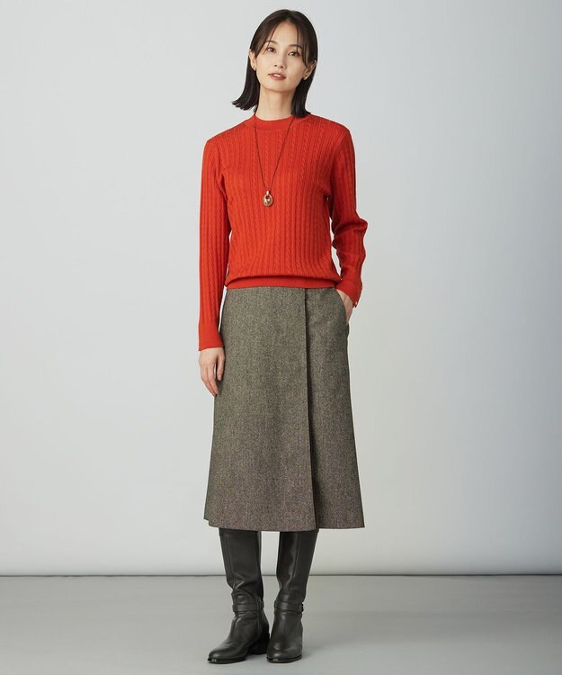J.PRESS LADIES KNIT BASIC クルーネック ニット オレンジ系