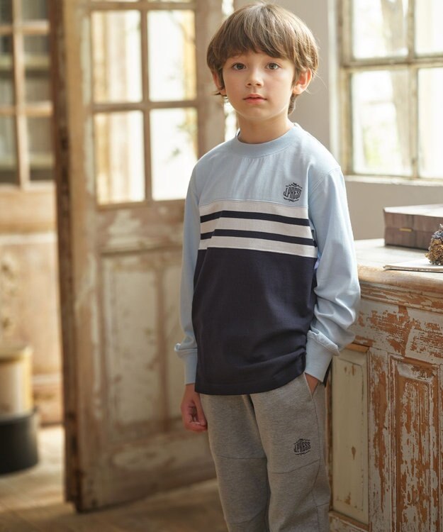 J.PRESS KIDS 【140-170cm】ボーダーミックス カットソー サックスブルー系