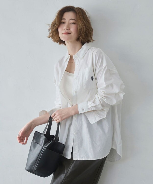 WEGO 【26年春新色登場★】USPOLOBIGシャツ ホワイト