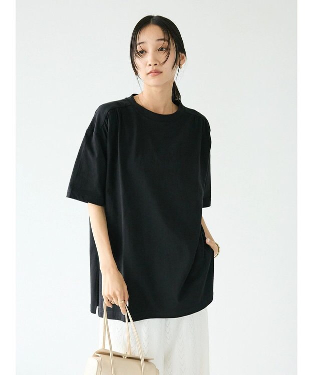 CRAFT STANDARD BOUTIQUE ヴィンテージ風天竺 ショルダーギャザーチュニック Black