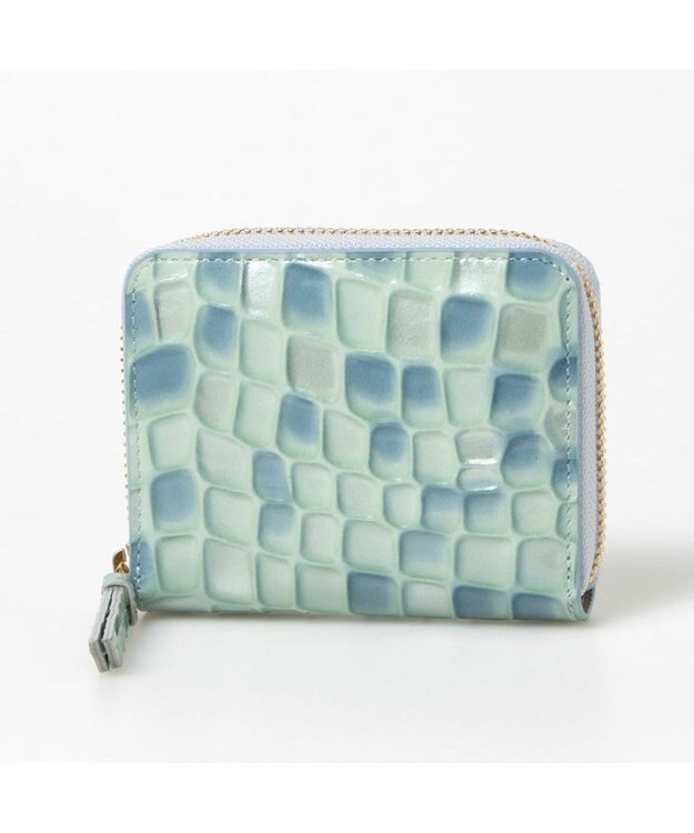 UNBILLION ペルケ perche / クロコエナメル・ジャバラカードウォレット ブルー