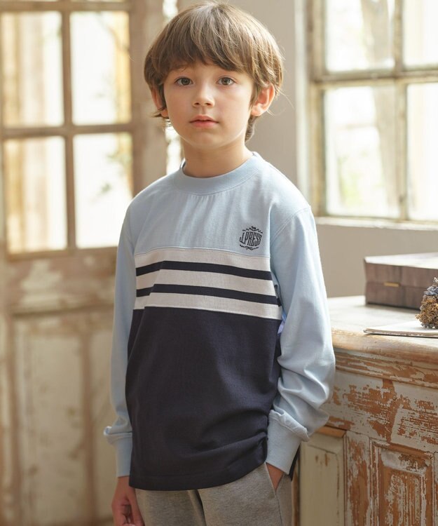 J.PRESS KIDS 【140-170cm】ボーダーミックス カットソー サックスブルー系