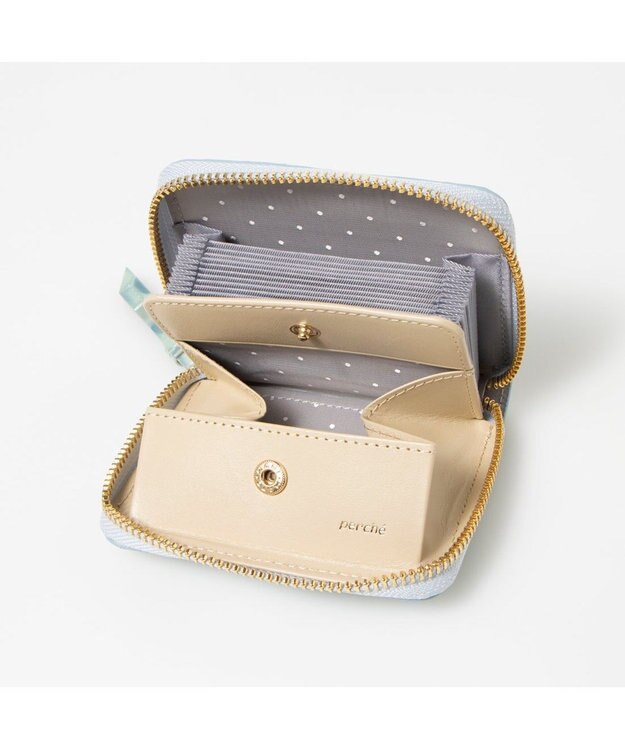 UNBILLION ペルケ perche / クロコエナメル・ジャバラカードウォレット ブルー