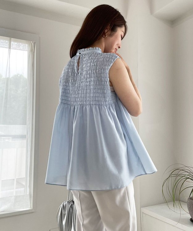 UNFILO 【WEB限定】シアーシャーリングブラウス サックス