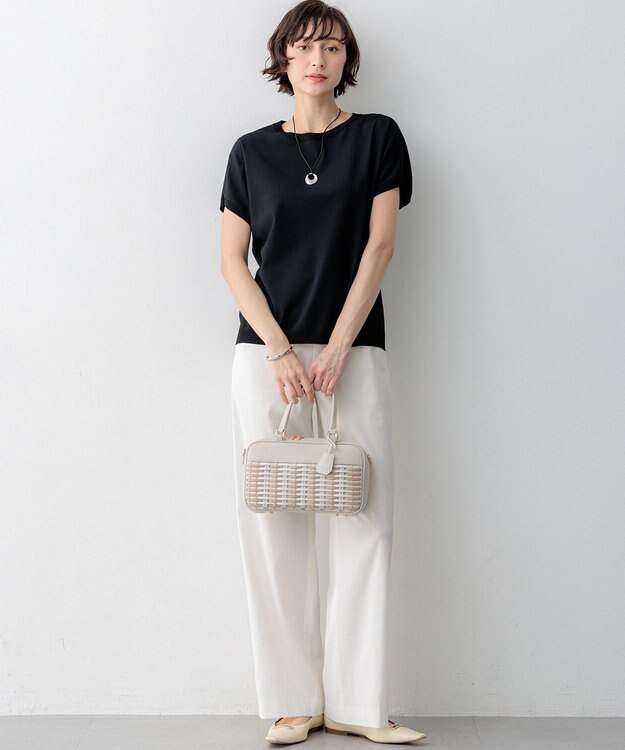 23区 【先行予約】レーヨンポリエステルストレッチ プルオーバー ニット ブラック系