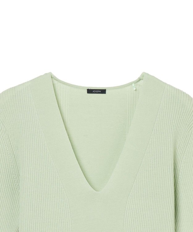 JOSEPH 【洗える】ファインリブメリノ　ショートスリーブニット Matcha