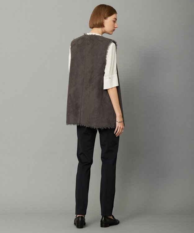 ICB 【リバーシブル着用可能】フェイクムートン ジレ チャコール系