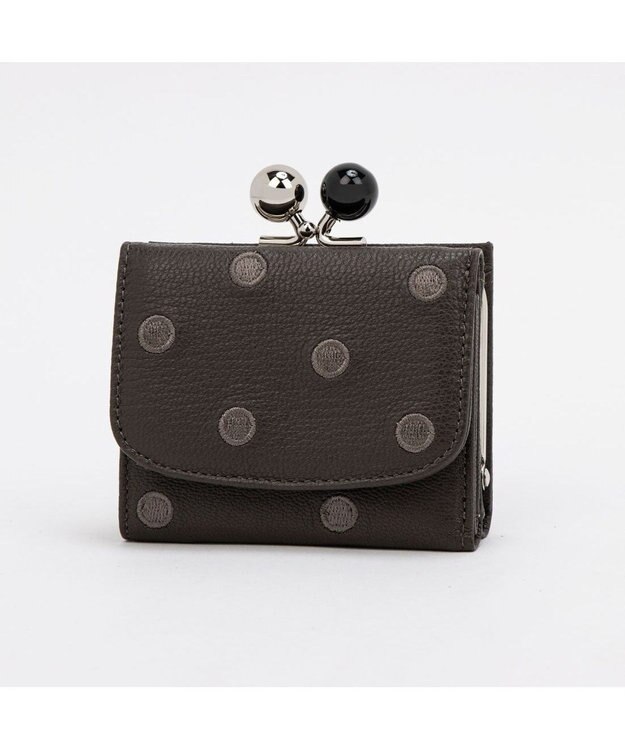 UNBILLION ペルケ perche / アクリル玉三つ折りミニサイフ ダークグレードット