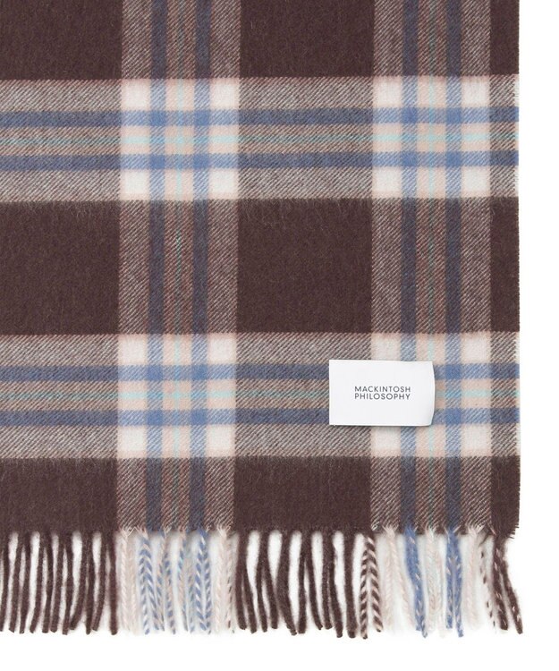 MOONBAT MACKINTOSH PHILOSOPHY(マッキントッシュ フィロソフィー）カシミヤ100％ クラシカルチェックマフラー ブラウン