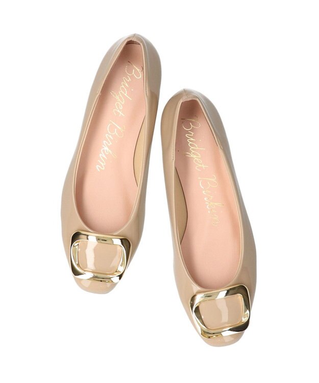 Bridget Birkin 【Bridget Birkin】バックルレインフラットパンプス ベージュエナメル