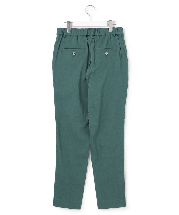 23区 【洗える】リネンレーヨンストレッチ テーパード パンツ ピーコックグリーン系