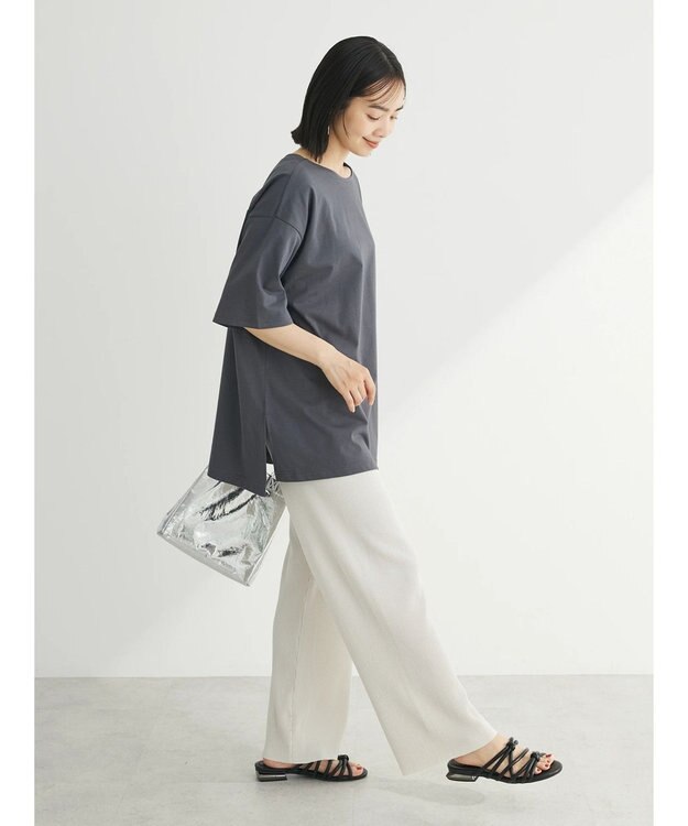 Green Parks 冷っとすずやか　バックカシュクールチュニック Dark Gray