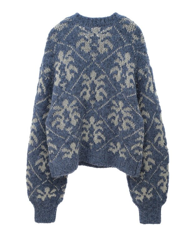 Green Parks ダマスク柄クルーネックニット Blue