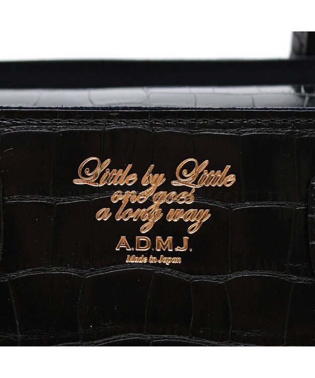 A.D.M.J. 【牛革】クロコ型押し ザ・ビーDカン付ミニトート オニキス