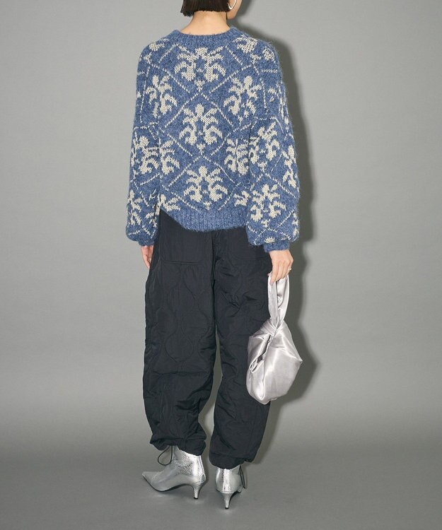 Green Parks ダマスク柄クルーネックニット Blue