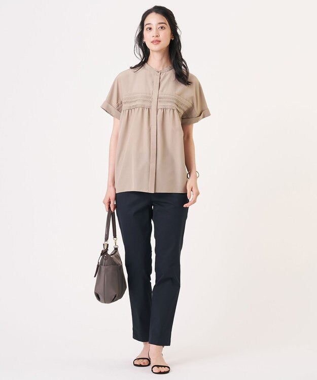 J.PRESS LADIES 20チノストレッチ テーパード パンツ ネイビー系
