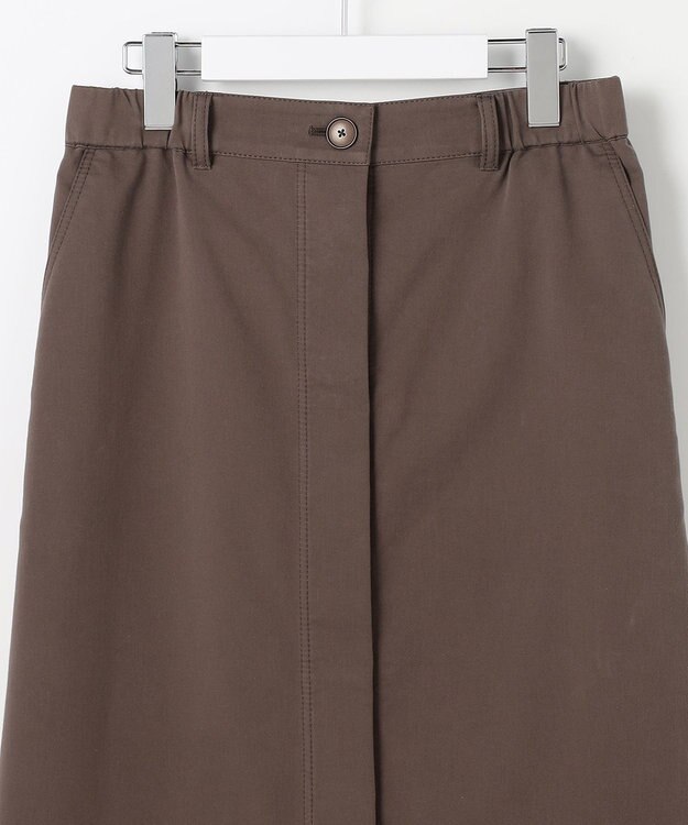 自由区 L ブラッシュドコットンサテンナロー スカート ダークブラウン