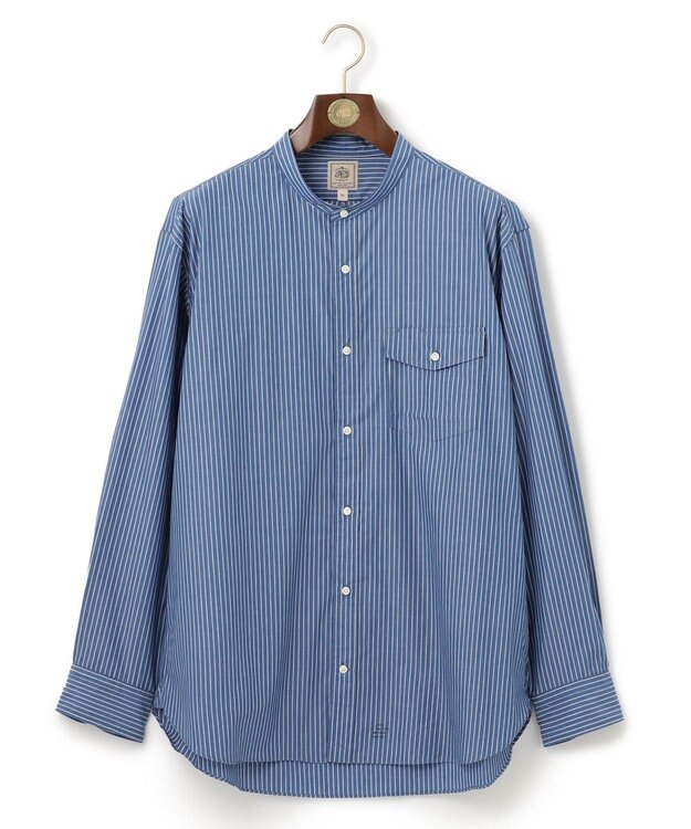 J.PRESS MEN 【KING SIZE】ポプリンマルチストライプ バンドカラーシャツ サックスブルー系1
