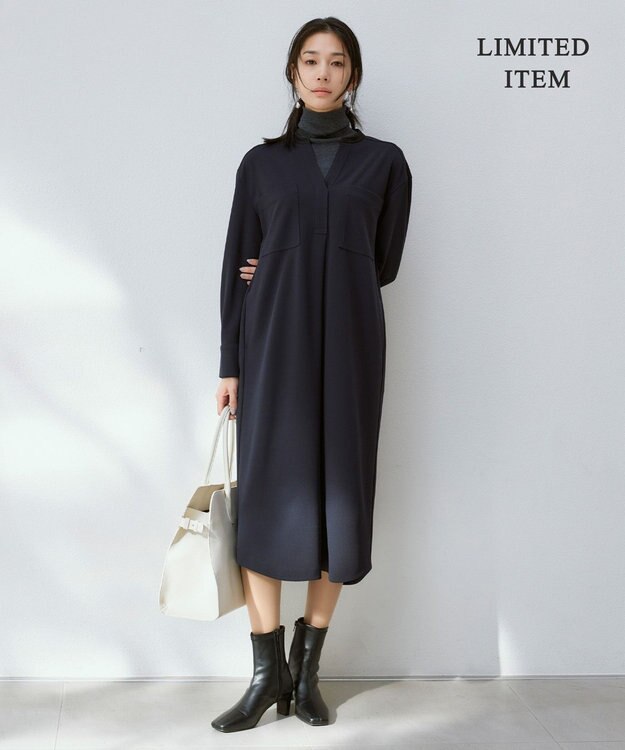 ICB 【WEB限定・洗える】アムンゼンジャージー ワンピース ネイビー系