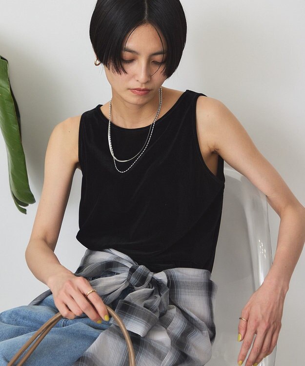 AMERICAN HOLIC シアーベロアタンクトップ Black