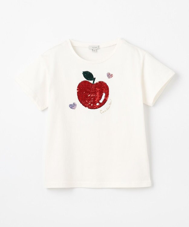 ANY KIDS ミラクルスパンコールTシャツ オフホワイト（りんご×レモン）