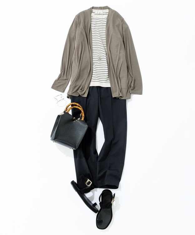 23区 S 【セットアップ対応】オックスストレッチ テーパードパンツ ブラック系