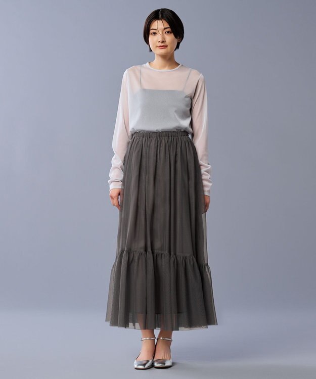 uncrave トリコットシフォン クルーネック カットソー（uncrave STANDARD） アイスグレー